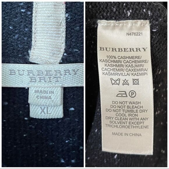 Burberry 100% Cashmere black turtleneck sweater XL - Picture 6 of 6